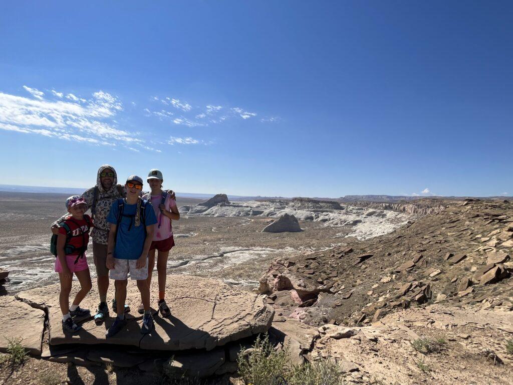 Family at overlook by skylight arch